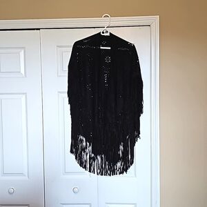 Black fringe shawl.